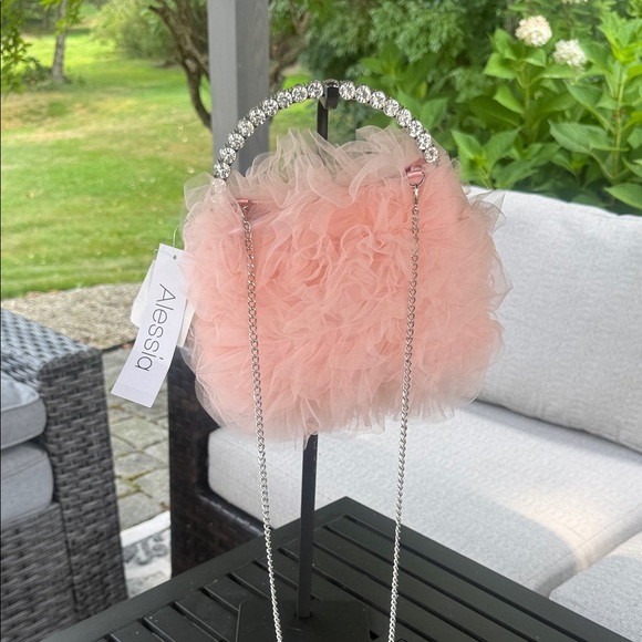 Alessia Handbags - Rhinestone and pink tulle satchel NWT